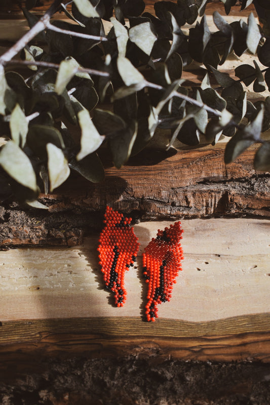 Red Cardinal  ✻ Embera Beaded Earrings
