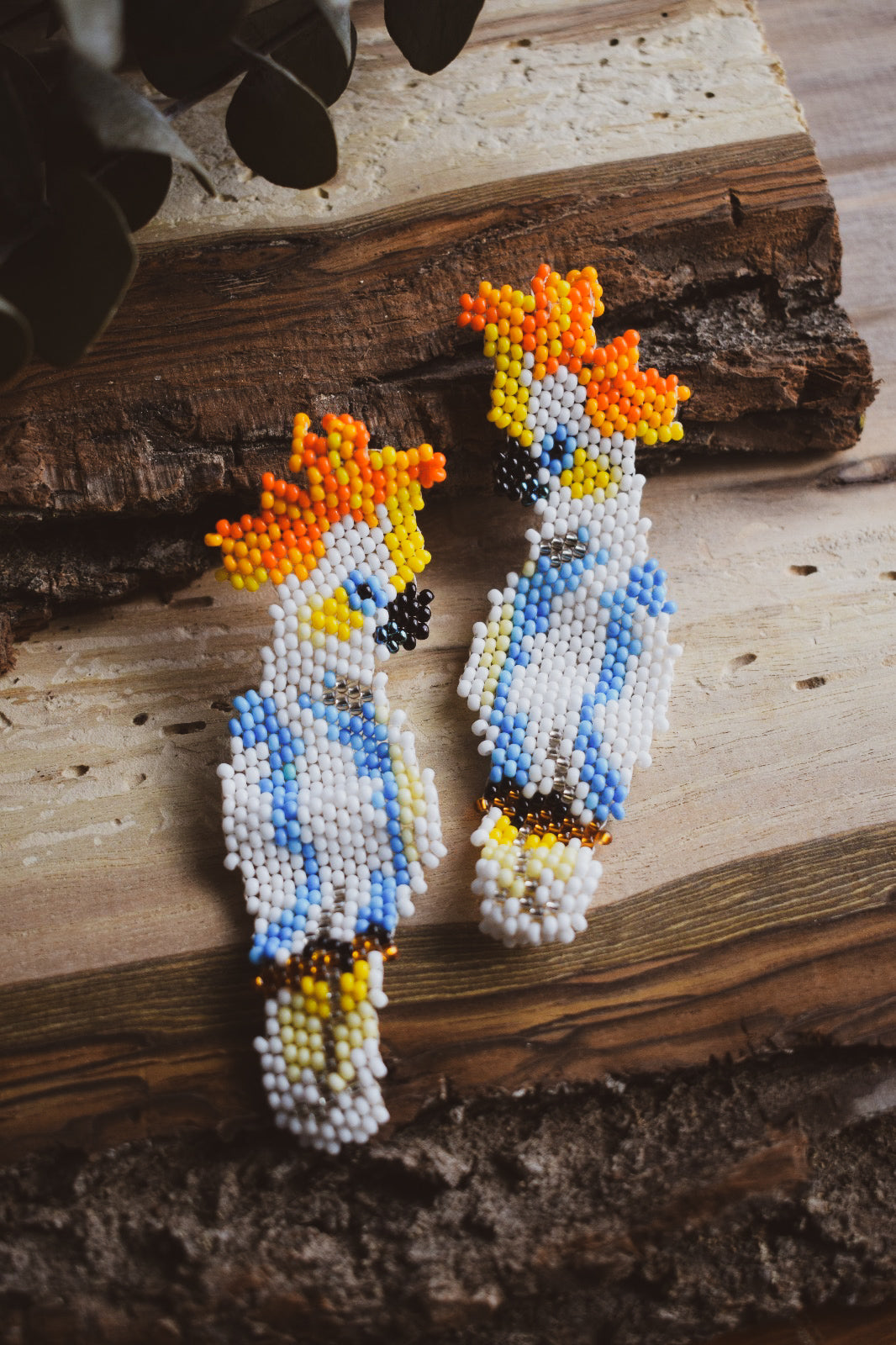 Cockatoo Bird ✻ Embera Beaded Earrings