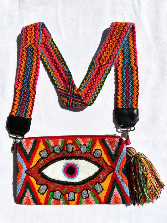 Ojos ✻ Large Wayuu Clutch with Strap